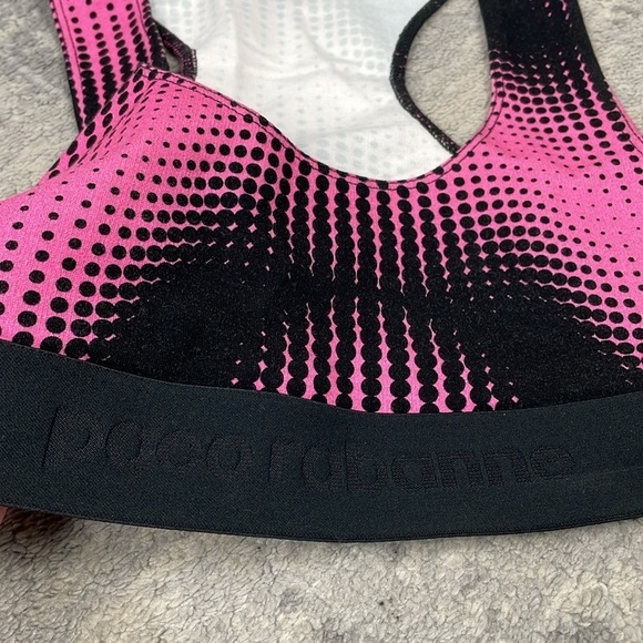 New Paco Rabanne Printed Cropped Sports Bralet Bra Dotted Graphic Print Logo S - Picture 4 of 12